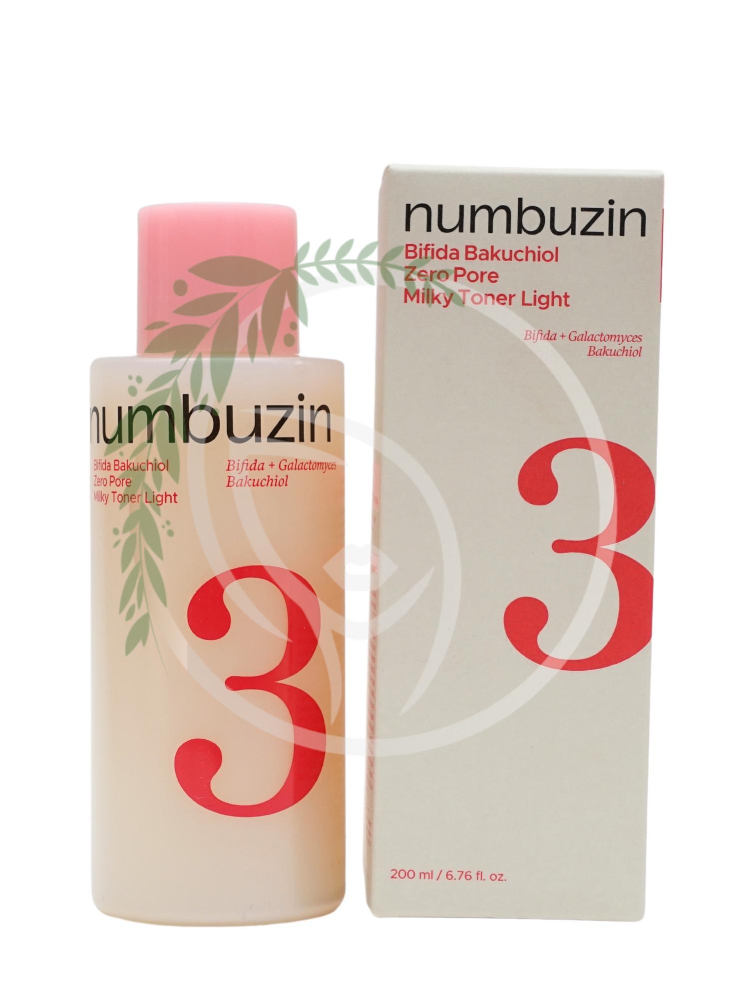 Легкий тонер Numbuzin No.3 Bifida Bakuchiol Zero Pore Milky Toner Light 200ml