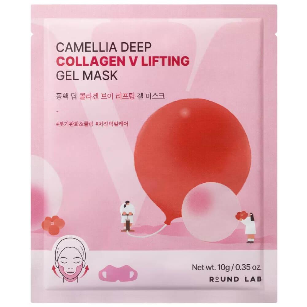 Лифтинг-маска для овала лица с камелией и коллагеном Round Lab Camellia Deep Collagen V Lifting Gel Mask 1 шт