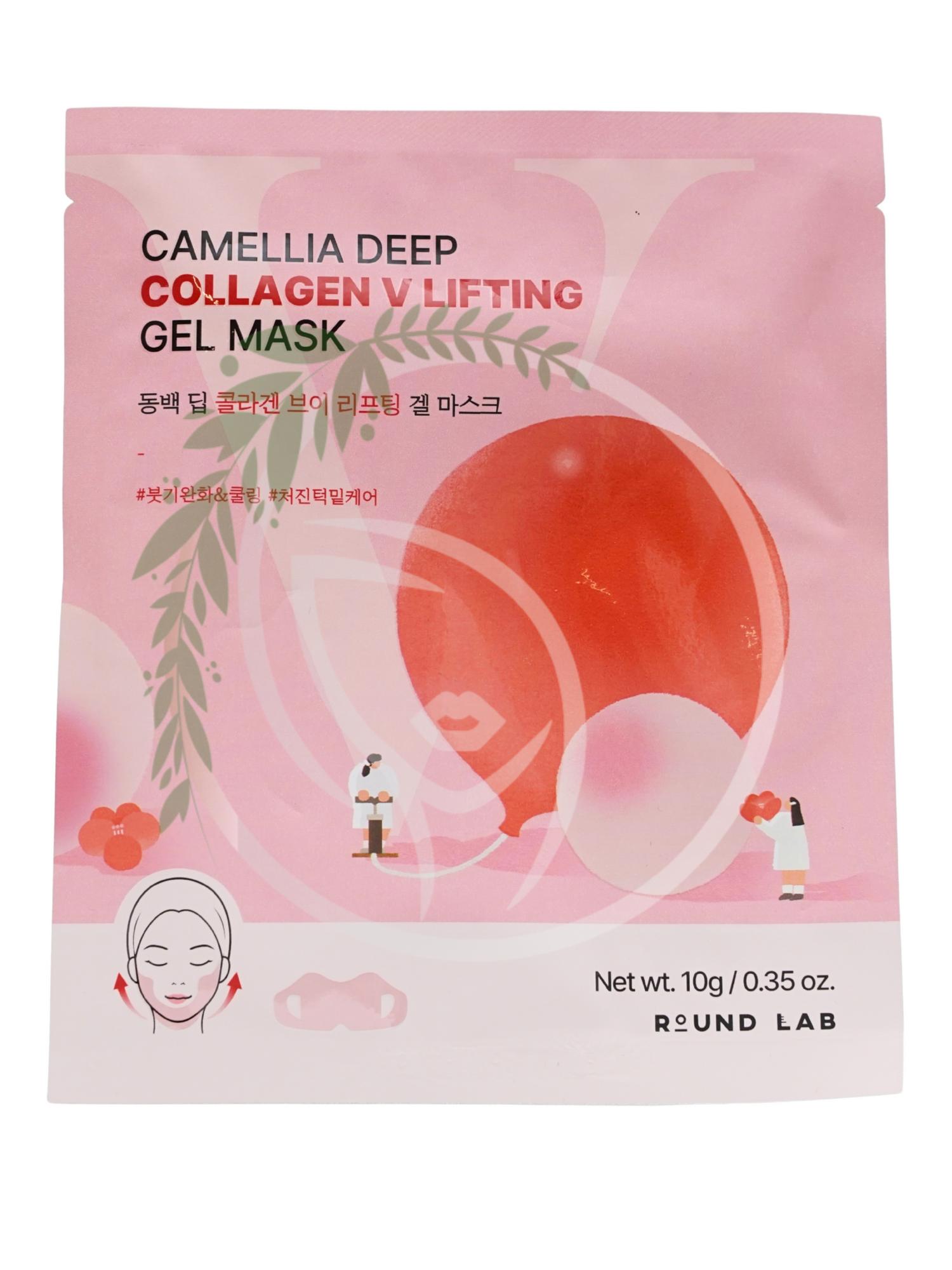 Лифтинг-маска для овала лица с камелией и коллагеном Round Lab Camellia Deep Collagen V Lifting Gel Mask 1 шт