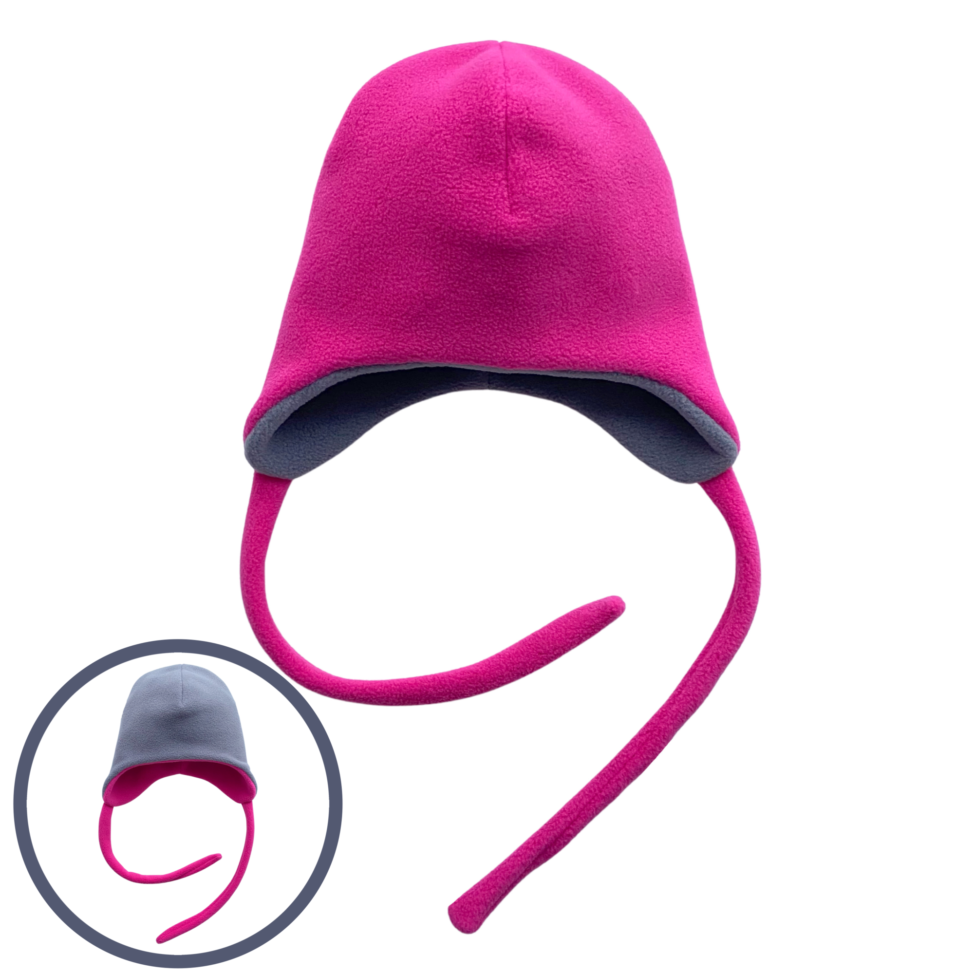 Шапка флисовая двухсторонняя Барби + Графит