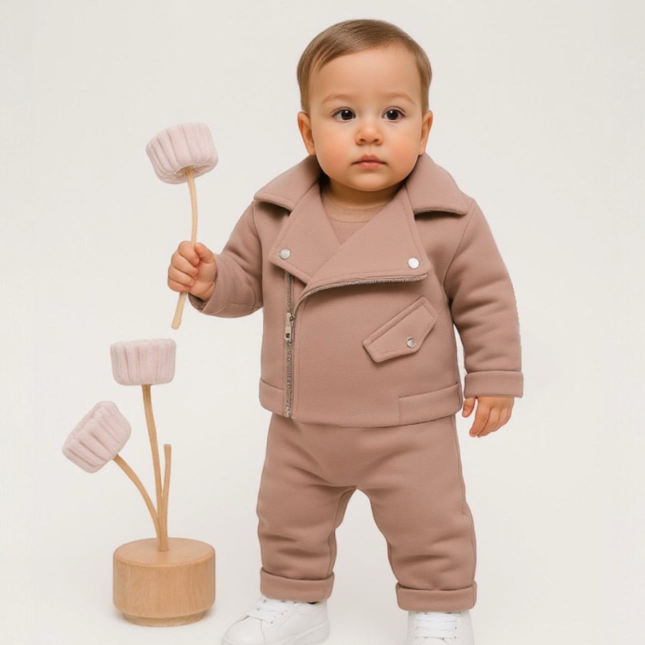 Костюм с косухой утепленный футер, песочный