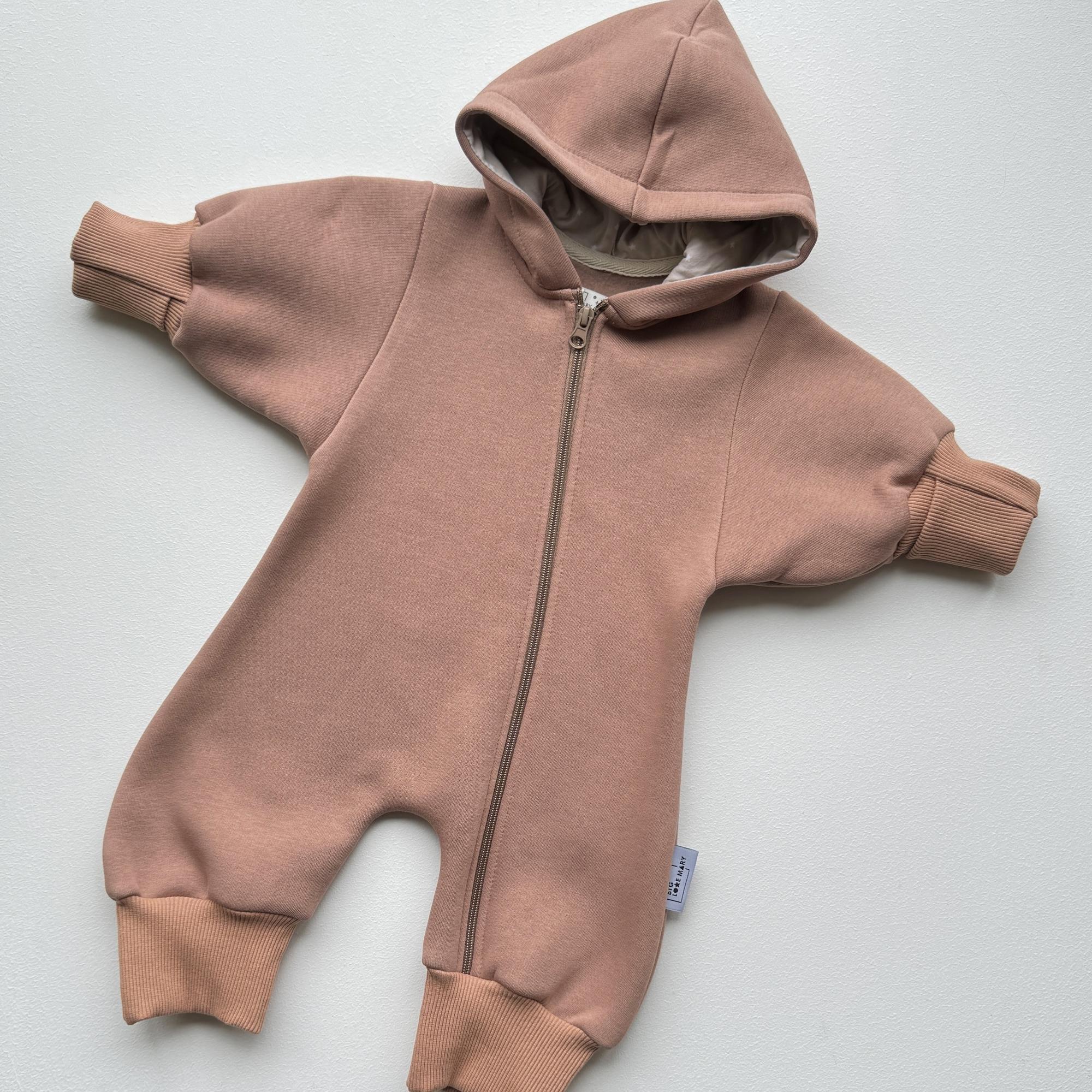 Комбинезон oversize PUFF из утепленного футера, бежевый