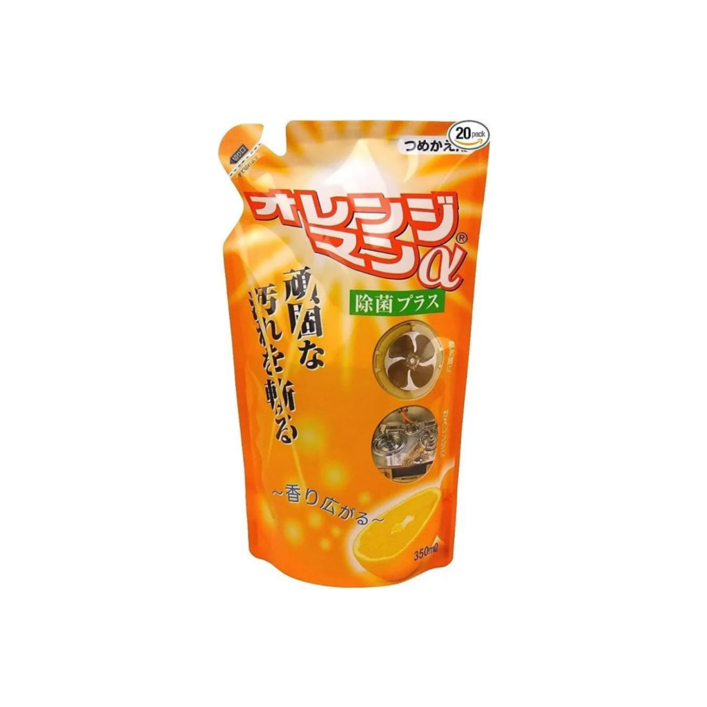 Универсальное моющее средство с дезинфицирующим и дезодорирующим эффектом против стойких загрязнений YUWA "Orange Man", запасной блок 350 мл