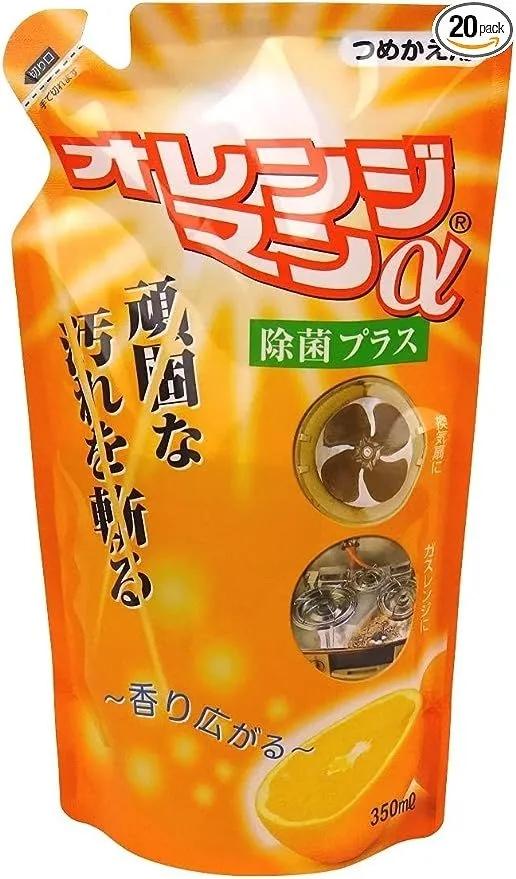 Универсальное моющее средство с дезинфицирующим и дезодорирующим эффектом против стойких загрязнений YUWA "Orange Man", запасной блок 350 мл