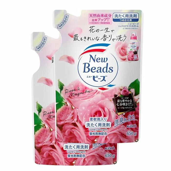 Мягкий гель для стирки белья КAO "New Beads" Fragrance Gel с ароматом розы и магнолии