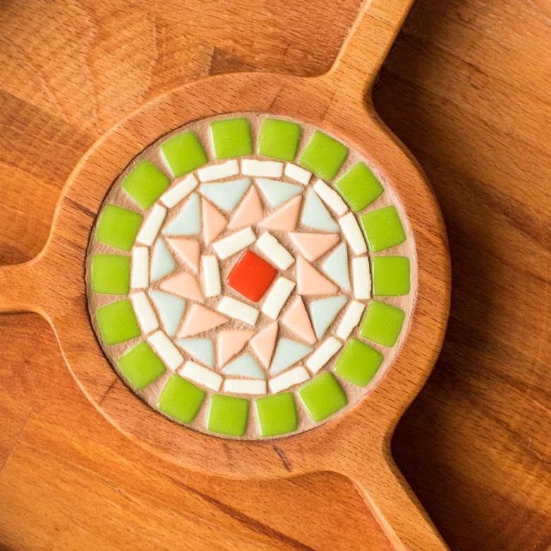 Менажница буковая с мозаикой, на три отделения