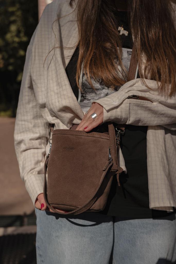 Сумка Торбочка замша шоколад