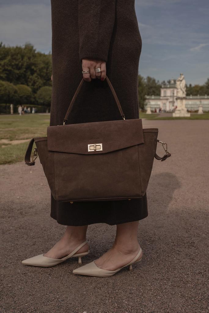 Сумка Сити средняя Замша шоколад