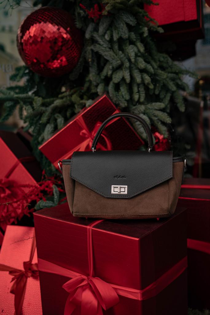 Сумка Сити  Замша - кожа шоколад