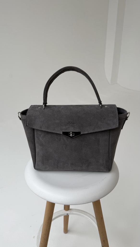 Сумка Сити средняя  Замша темно серая