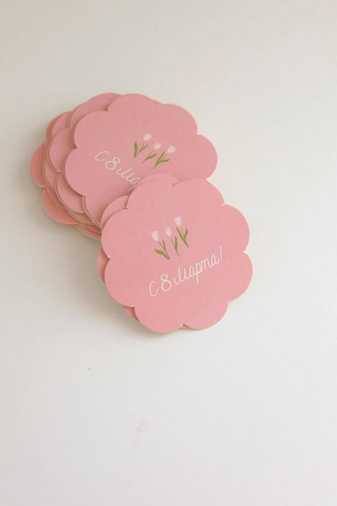 Открытка-цветочек "С 8 марта 3 тюльпанчика"