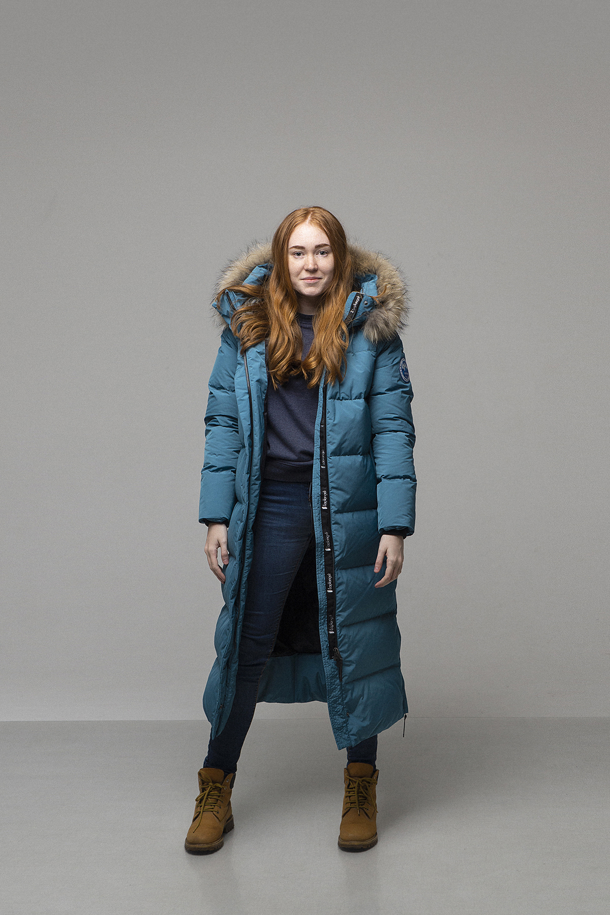 Пуховое пальто LAPLANGER Эстери серо-голубое