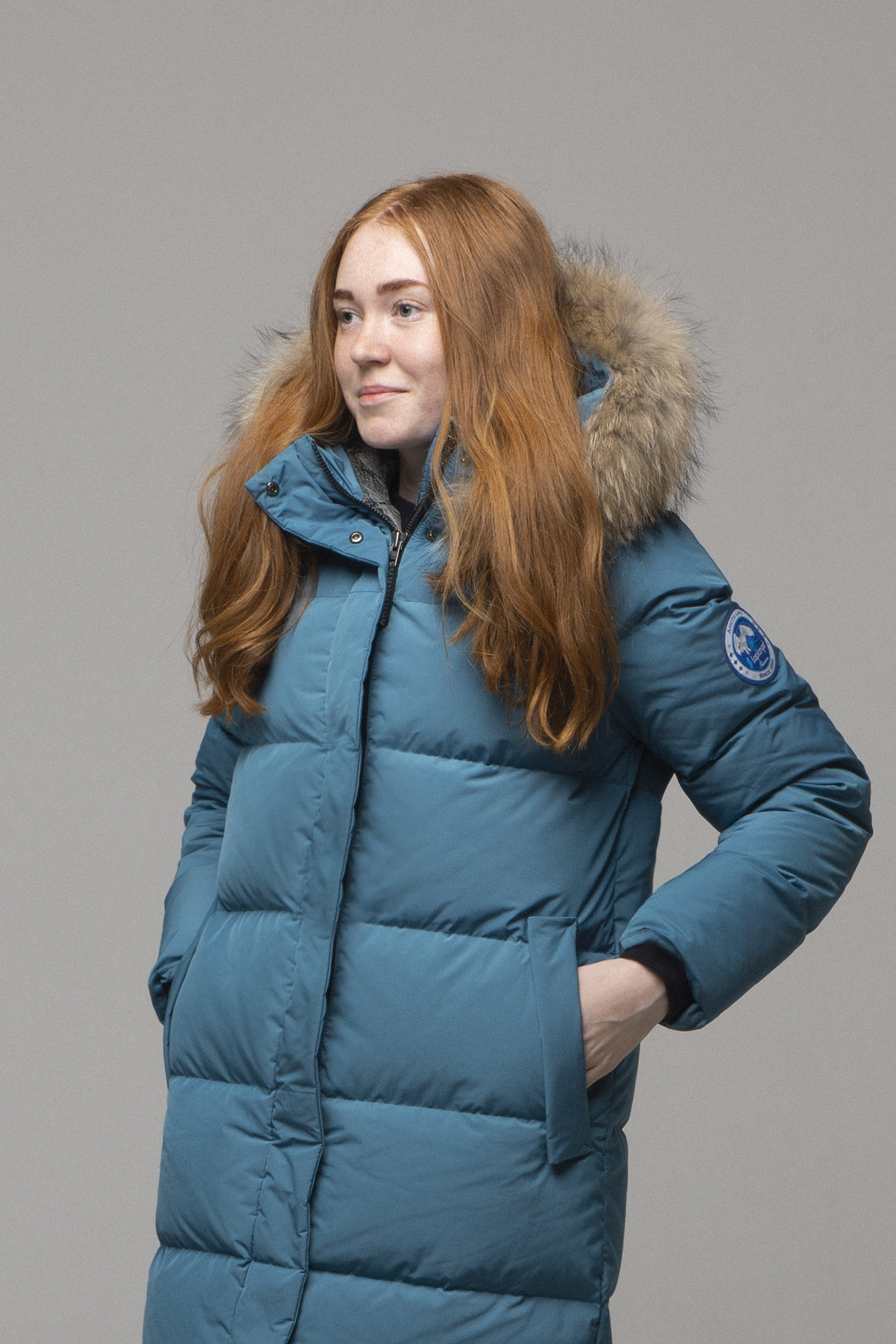 Пуховое пальто LAPLANGER Эстери серо-голубое