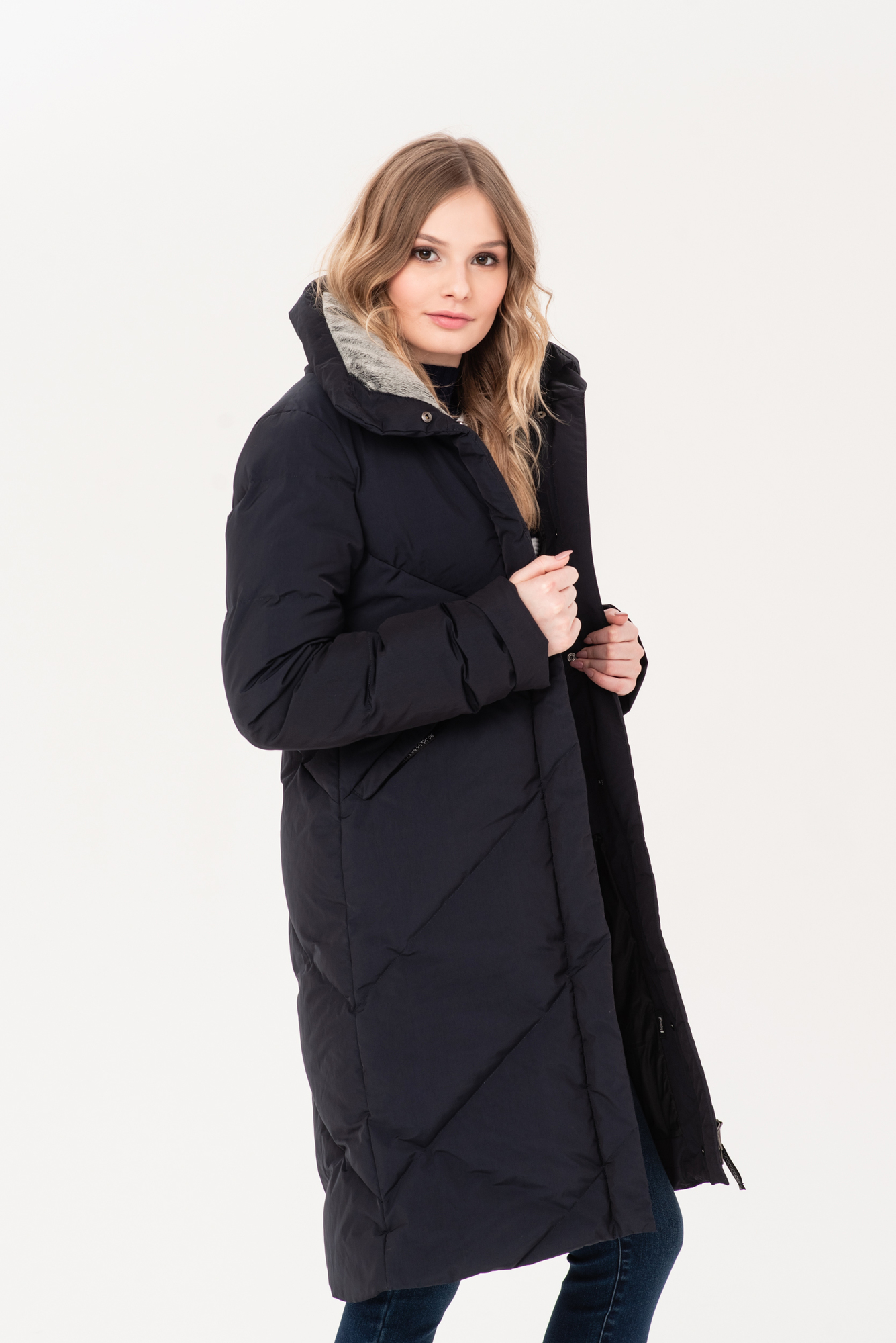 Пуховое пальто LAPLANGER Лахти тёмно-синий