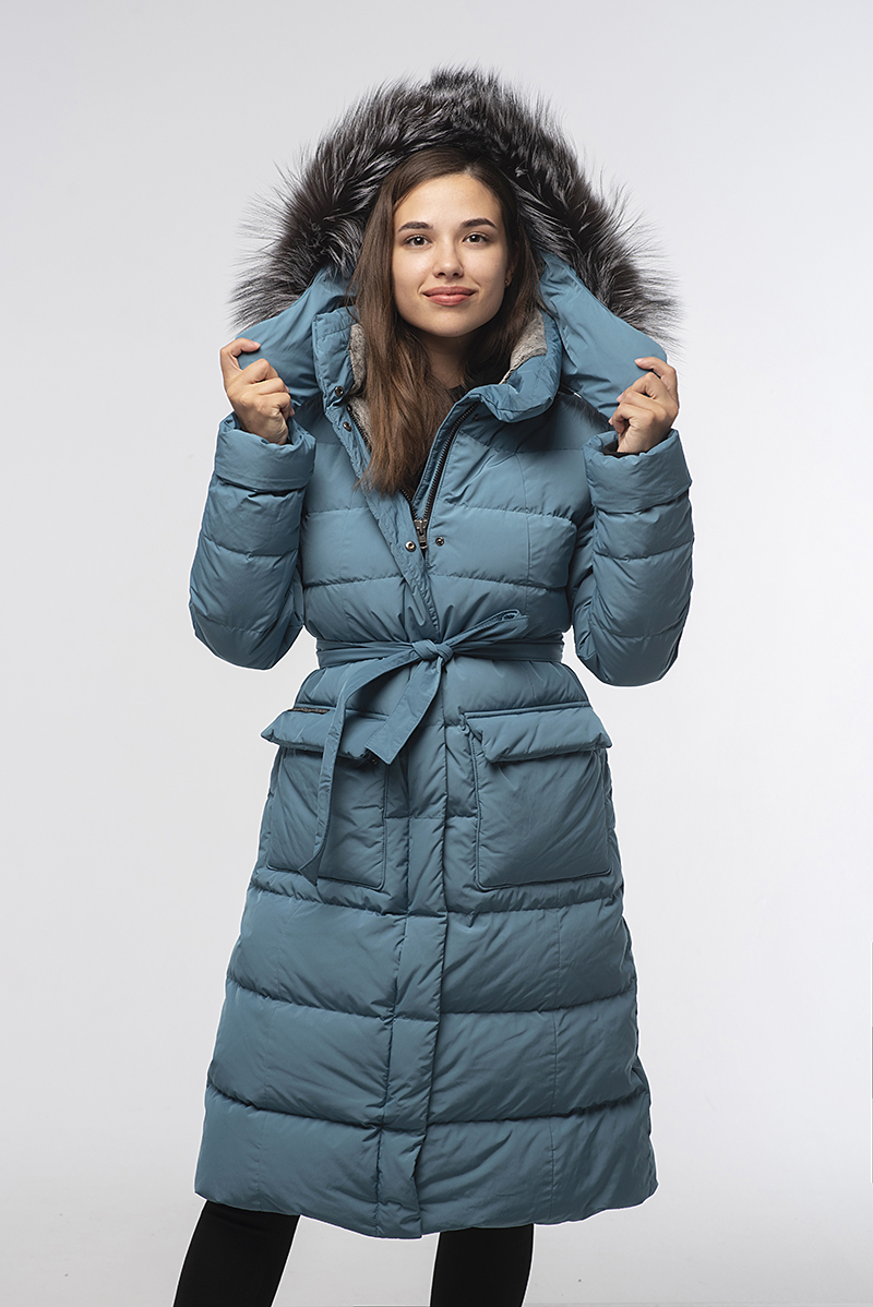 Пуховое пальто LAPLANGER Иматра серо-голубое