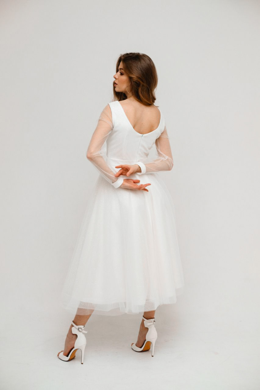 Свадебное платье Дина блеск рукав