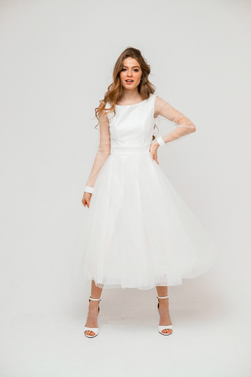 Свадебное платье Дина блеск рукав