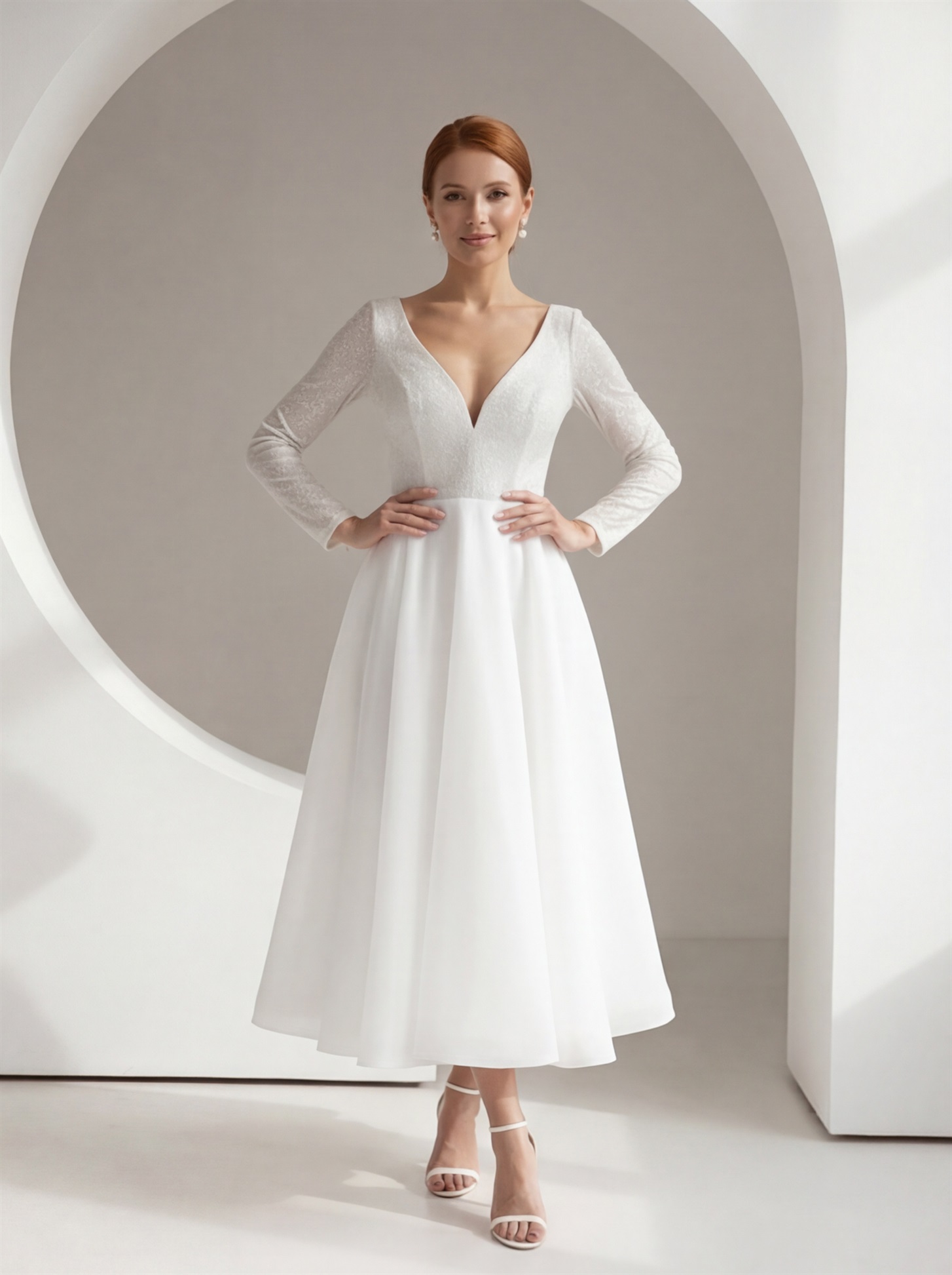 Свадебное платье Стар миди органза