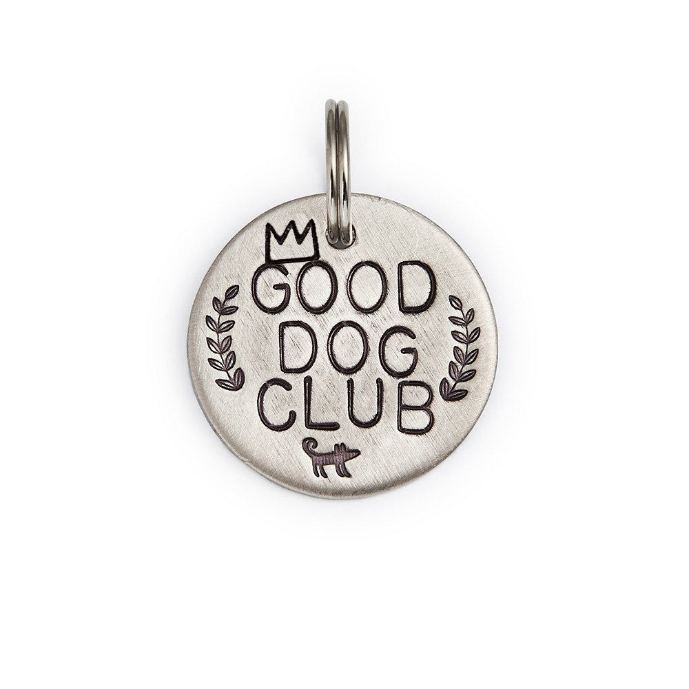 Адресник КЛУБ ХОРОШИХ СОБАК (латунь/мельхиор, 25/32 мм)