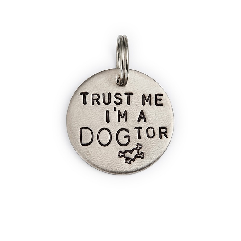 Адресник ДОВЕРЬТЕСЬ МНЕ, Я ДОГТОР (латунь/мельхиор, 25/32 мм)