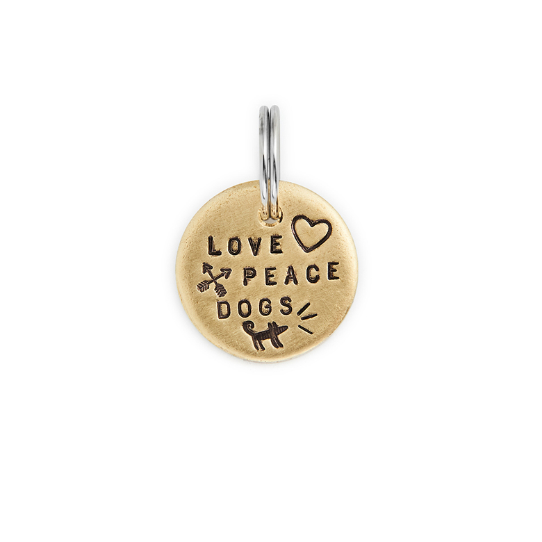 Адресник LOVE PEACE DOGS (латунь/мельхиор, 25/32 мм)