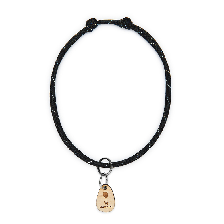 Шнурок для адресника круглый ЧЁРНЫЙ (светоотражающий)