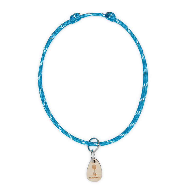 Шнурок для адресника круглый ГОЛУБОЙ (светоотражающий)