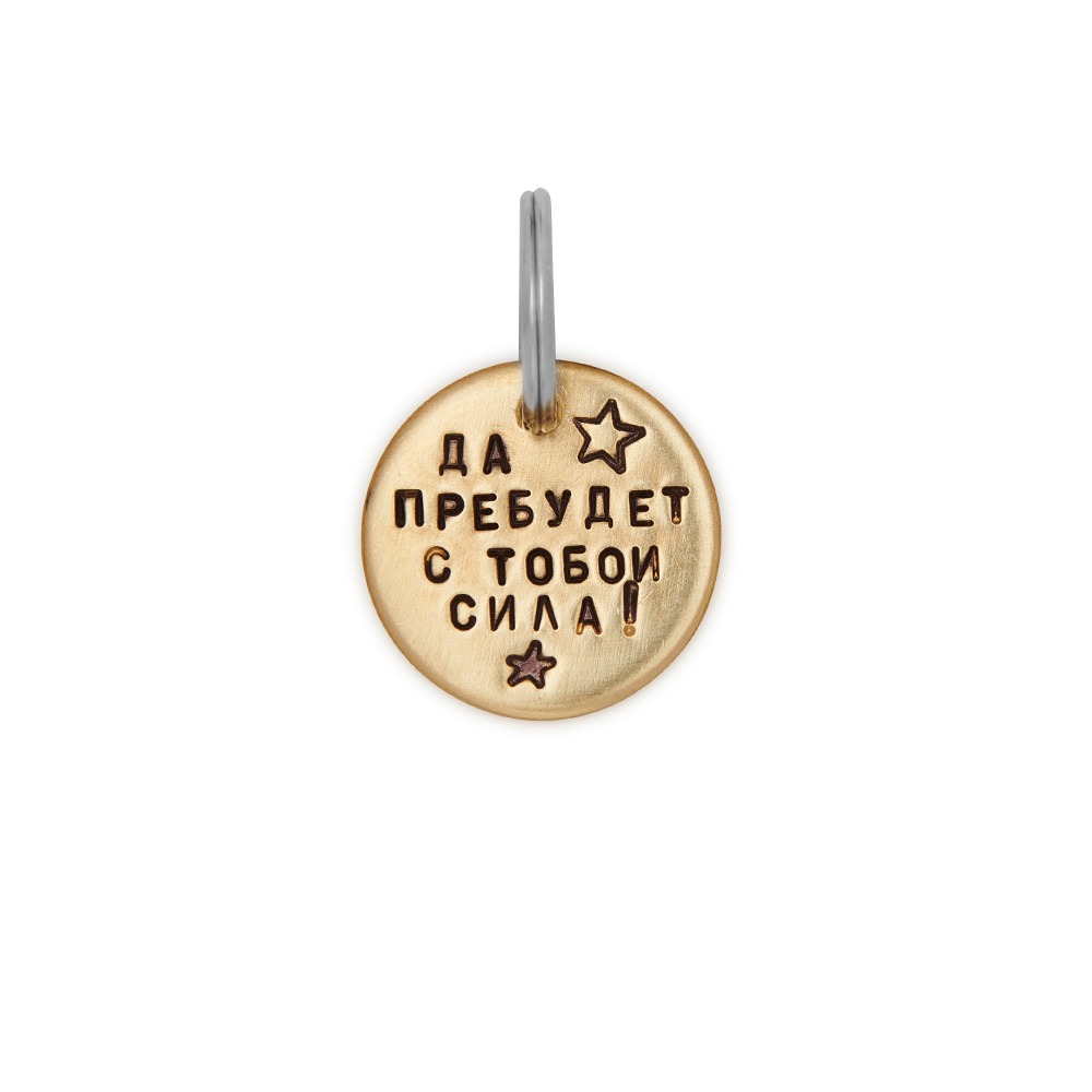 Адресник ДА ПРЕБУДЕТ С ТОБОЙ СИЛА (латунь/мельхиор, 25/32 мм)