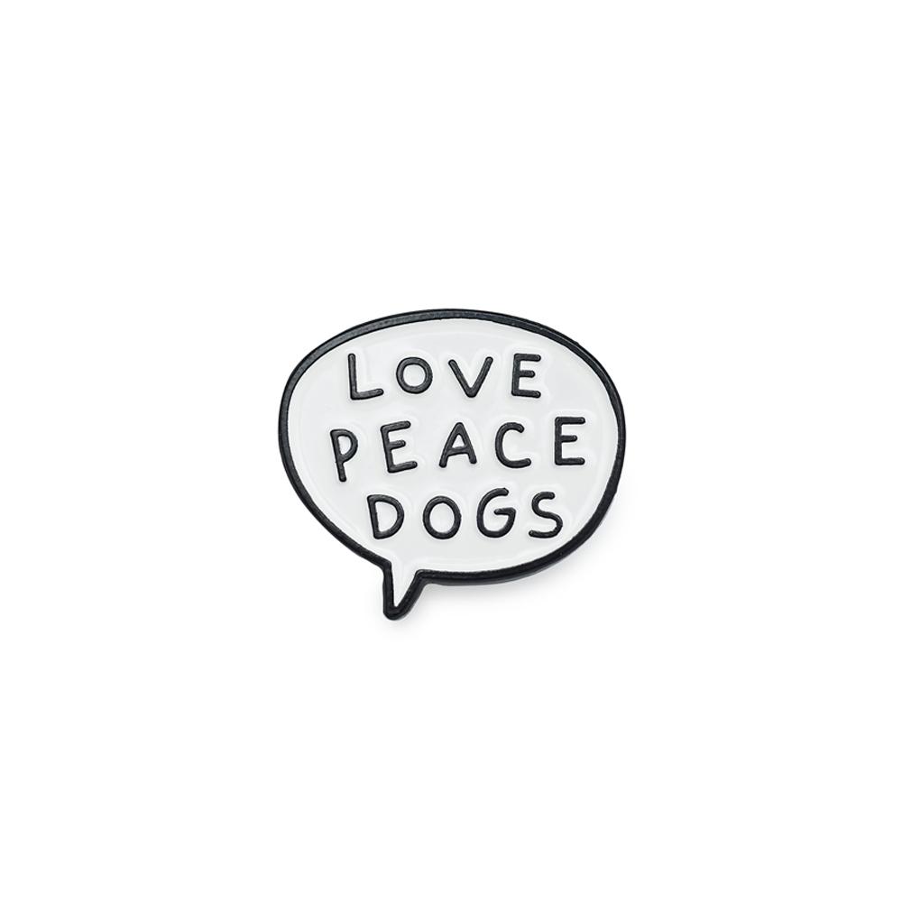 Значок эмалированный LOVE PEACE DOGS