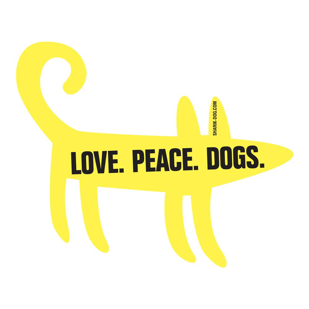 Наклейка на машину LOVE PEACE DOGS
