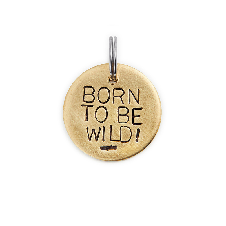 Адресник РОЖДЁН ДИКИМ (латунь/мельхиор, 25/32 мм)