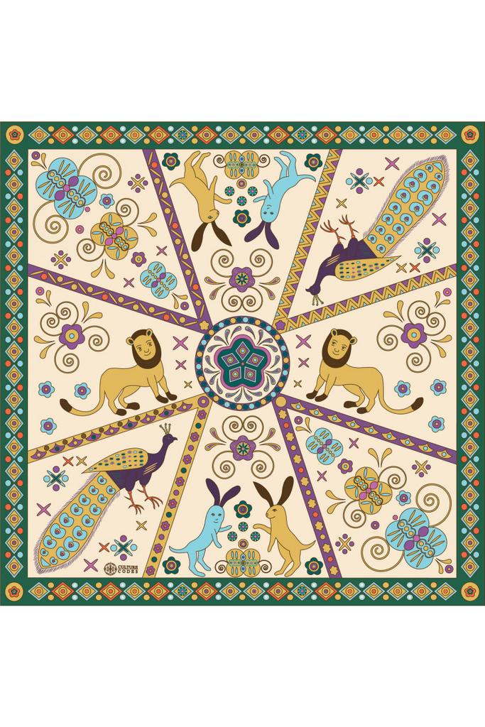 Платок-каре «Райский сад.  Весна»