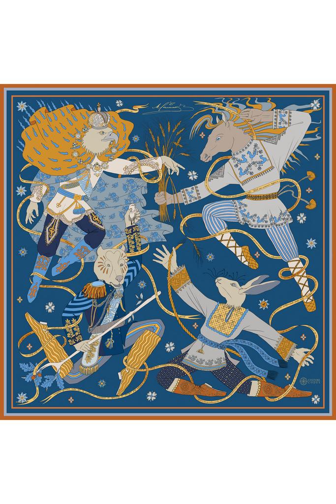 Платок-каре «Балет», синий