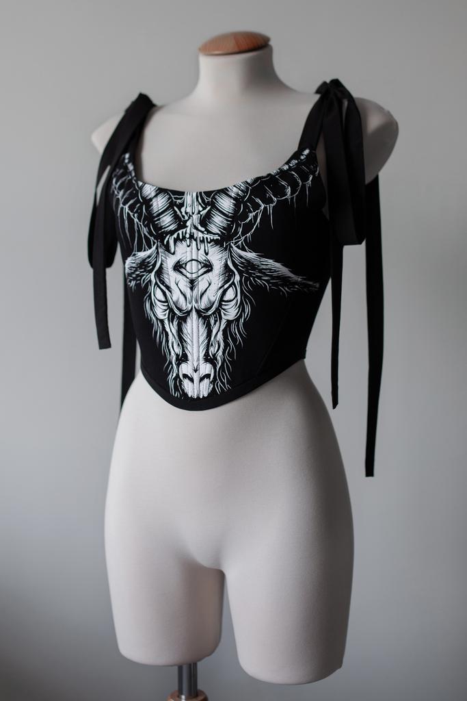 Корсет с принтом с лентами на плечах