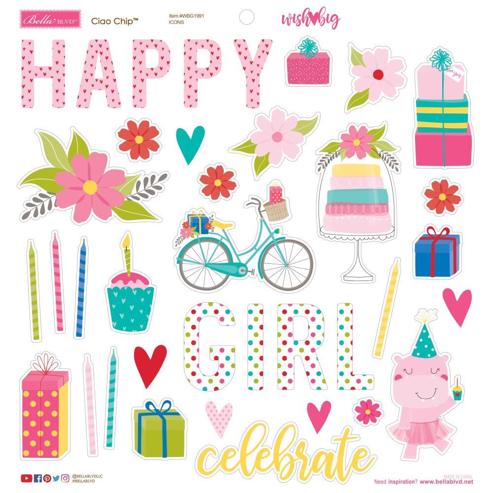 Чипборд Wish Big Girl Chipboard Stickers