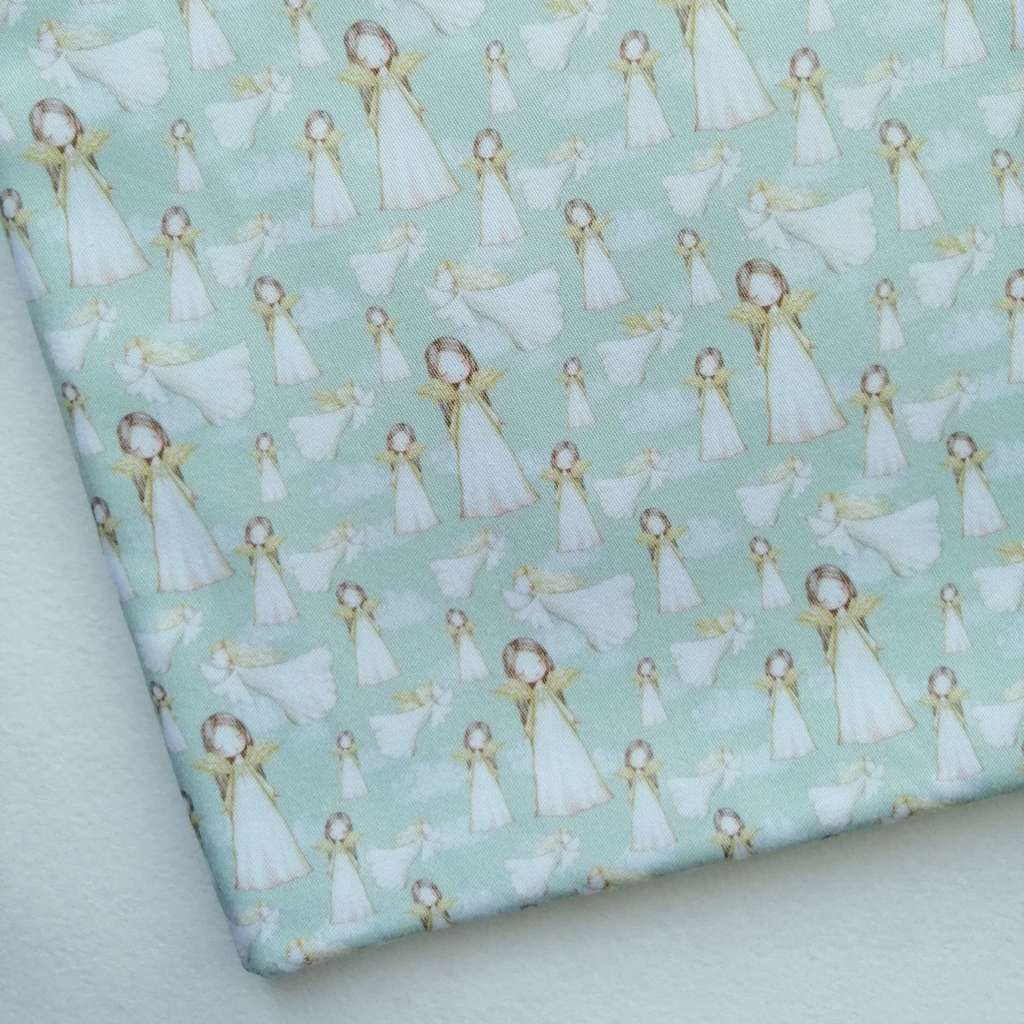 Отрез хлопка In Cotton - Ангелочки на нежно-мятном / сатин