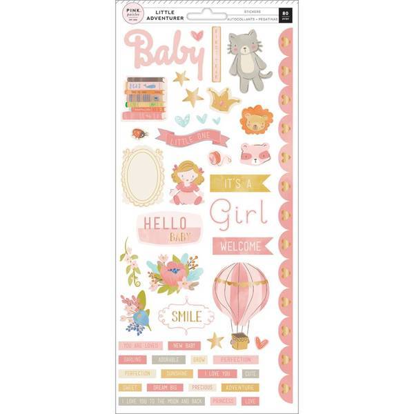 Стикеры с фольгированием Little Adventurer Girl Pink Paislee