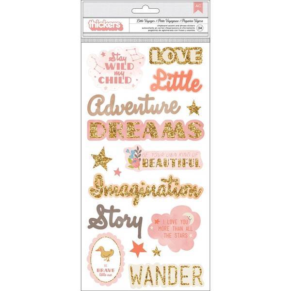 Чипборд (фразы) Little Adventurer Girl Pink Paislee