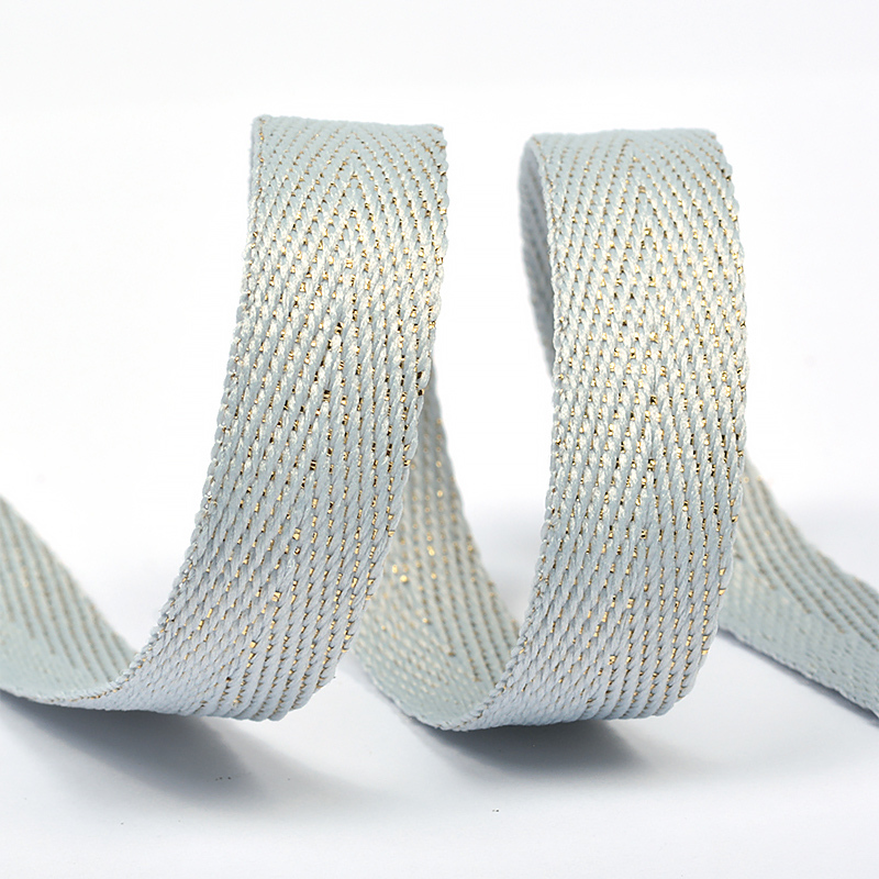 Лента декоративная с металлизированным эффектом, ширина 13 мм, длина 1 метр - молочная с золотом