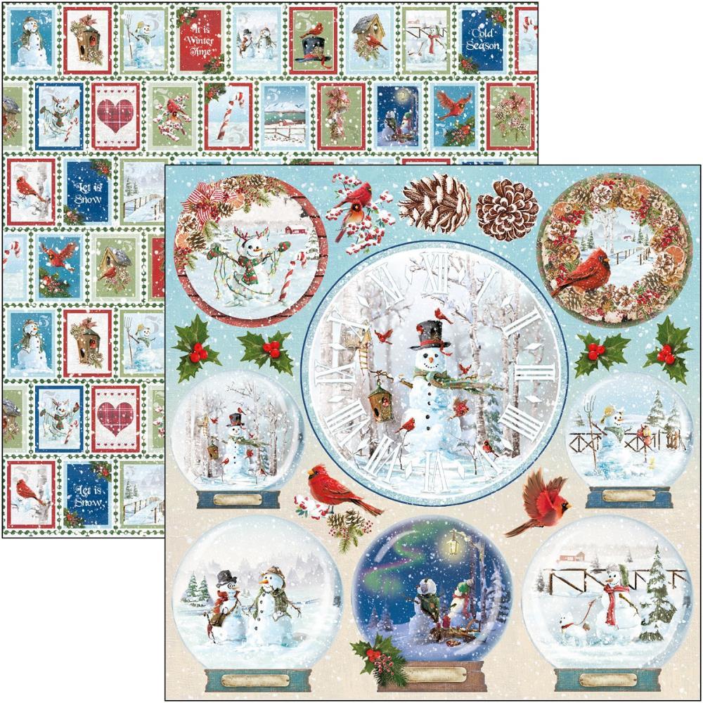 Двусторонняя бумага Ciao Bella Northern Lights 12" х 12" - Snowballs