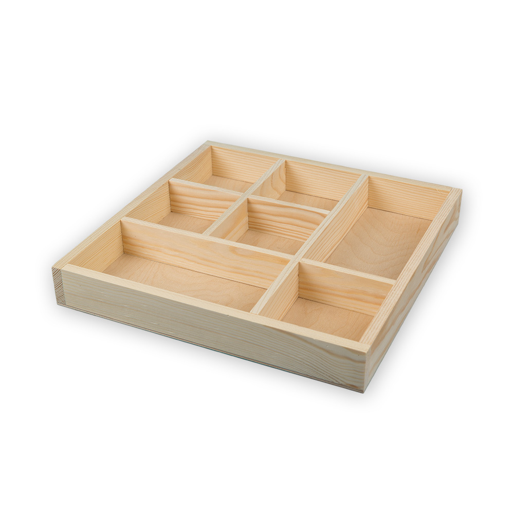 Заготовка для декорирования "Органайзер большой на 7 ячеек", сосна, 30 x 30 x 4 см