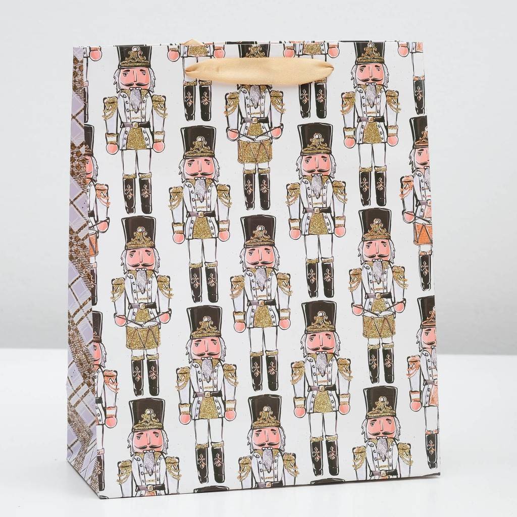 Пакет ламинированный с глиттером "Щелкунчик", 26 х 32,4 х 12,7 см