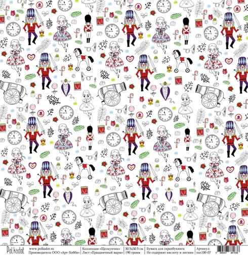Бумага "Щелкунчик" 30,5 х 30,5 см от Polkadot  - Праздничный марш