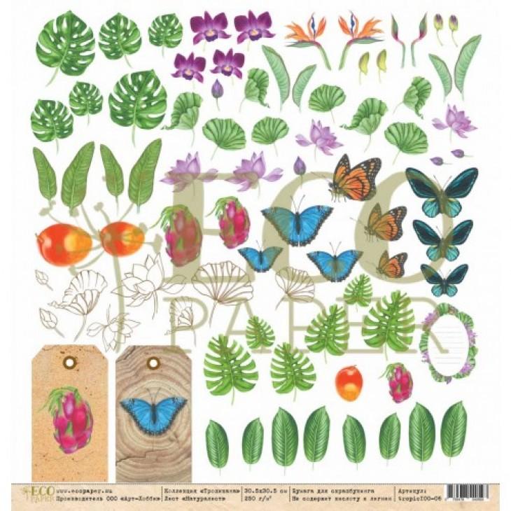 Лист для вырезания "Тропикана" 30,5 х 30,5 см от Eco Paper - Натуралист