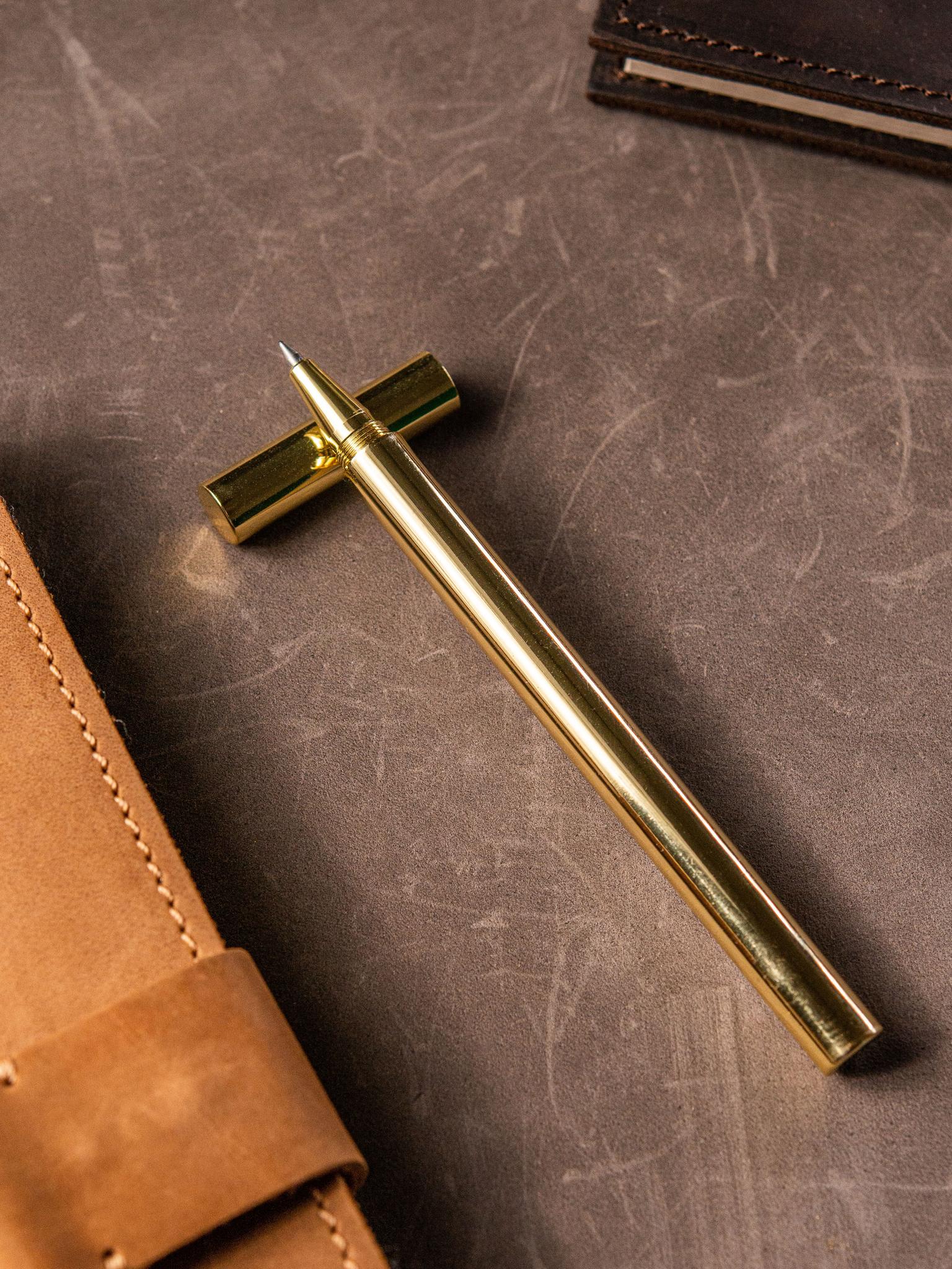 Красивая гелевая ручка с корпусом из латуни, металлическая подарочная ручка черная