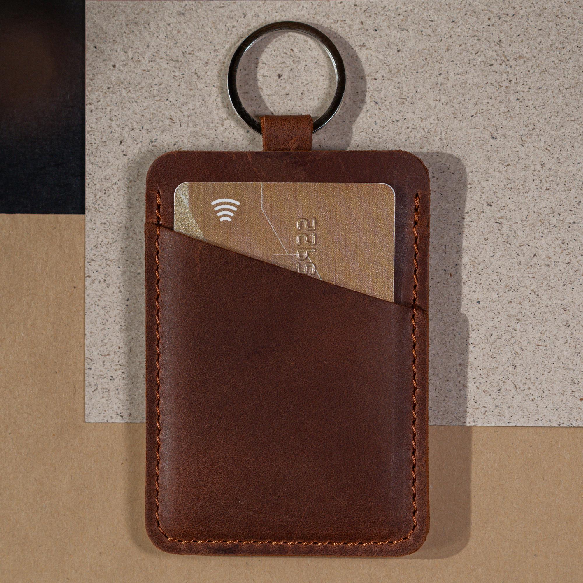 Кожаный картхолдер на кольце на 2 отделения