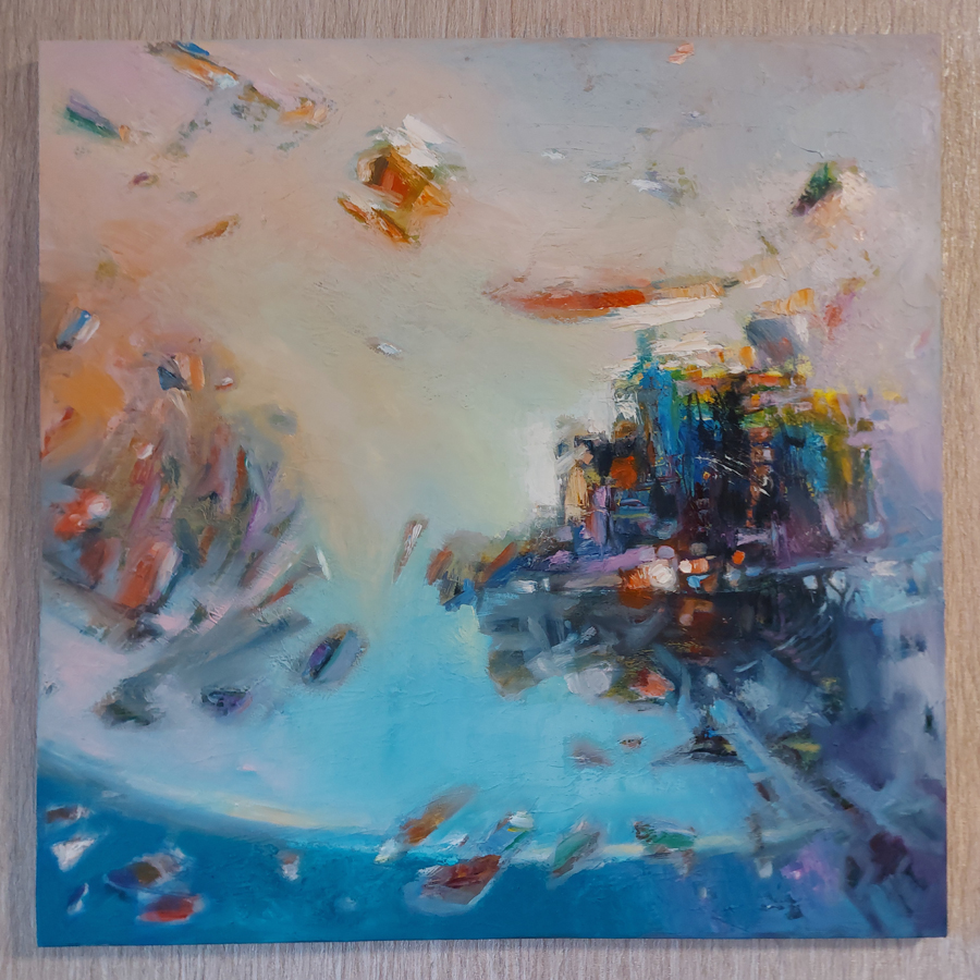 Картина "ГОРОД У МОРЯ" холст масло