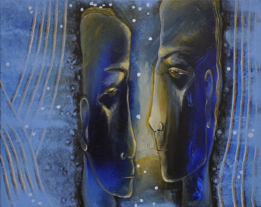 Картина "Разговор" холст на подрамнике, акрил.