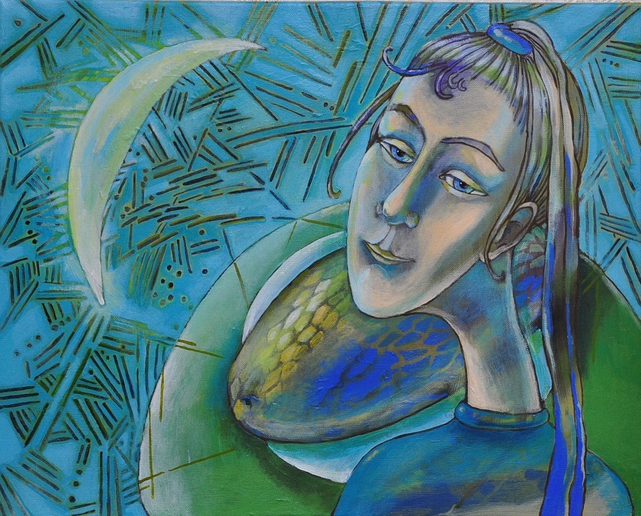 Картина "Лунный свет" холст на подрамнике, акрил.