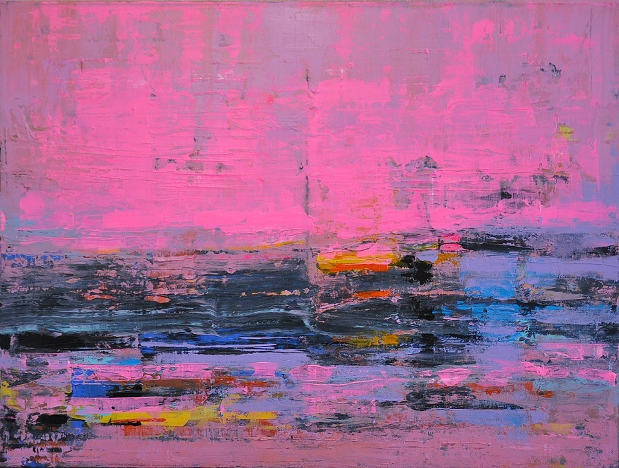 Картина Абстракция  "Розовая А 2-1" холст акрил